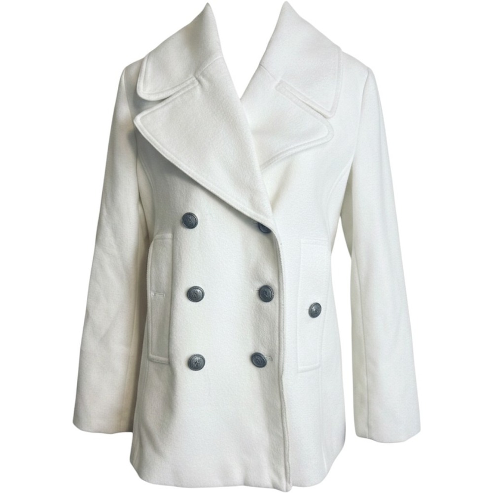 Style & Co Womens cream Double Breasted Pea Coat winter classic sz Small